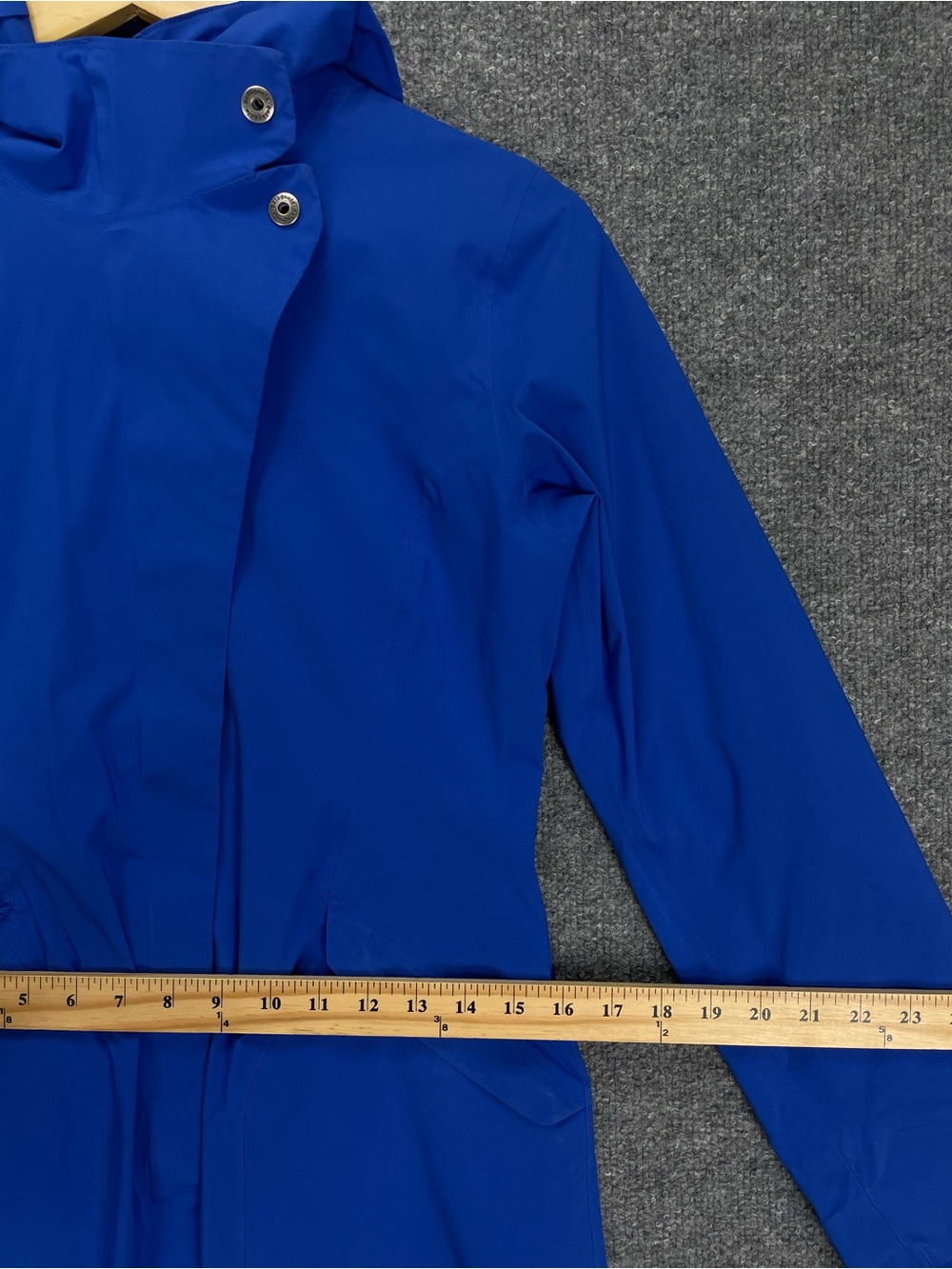 Patagonia Rain Jacket Womens XS Blue Hooded Waterproof H2No Arborist Trench Coat - Picture 12 of 13